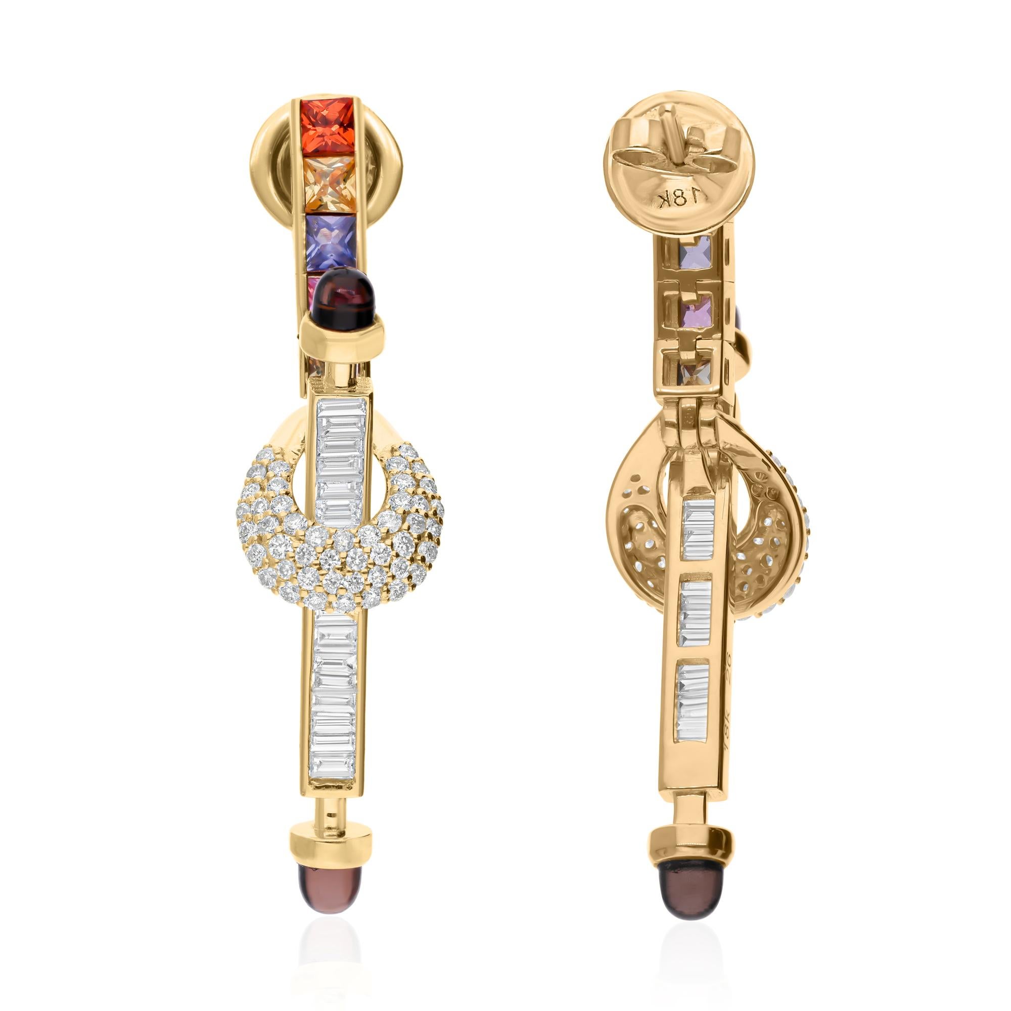 Cast from 14-karat gold, these exquisite earrings are handset with 0.73 carats multi sapphire, 0.97 carats smokey and 1.37 carats of sparkling diamonds.

FOLLOW SPECTRUM JEWELS storefront to view the latest collection & exclusive pieces. Spectrum