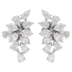 Real Multi Shape 2.41 Ct SI/H Diamond Petals Stud Earrings 18k Solid White Gold