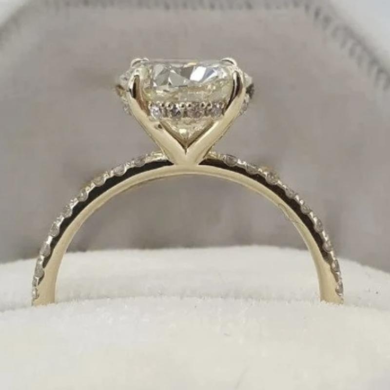 Art déco Real Natural 2 Carat Ct GIA Round Diamond Solitaire Engagement Ring 14k Gold 1 en vente