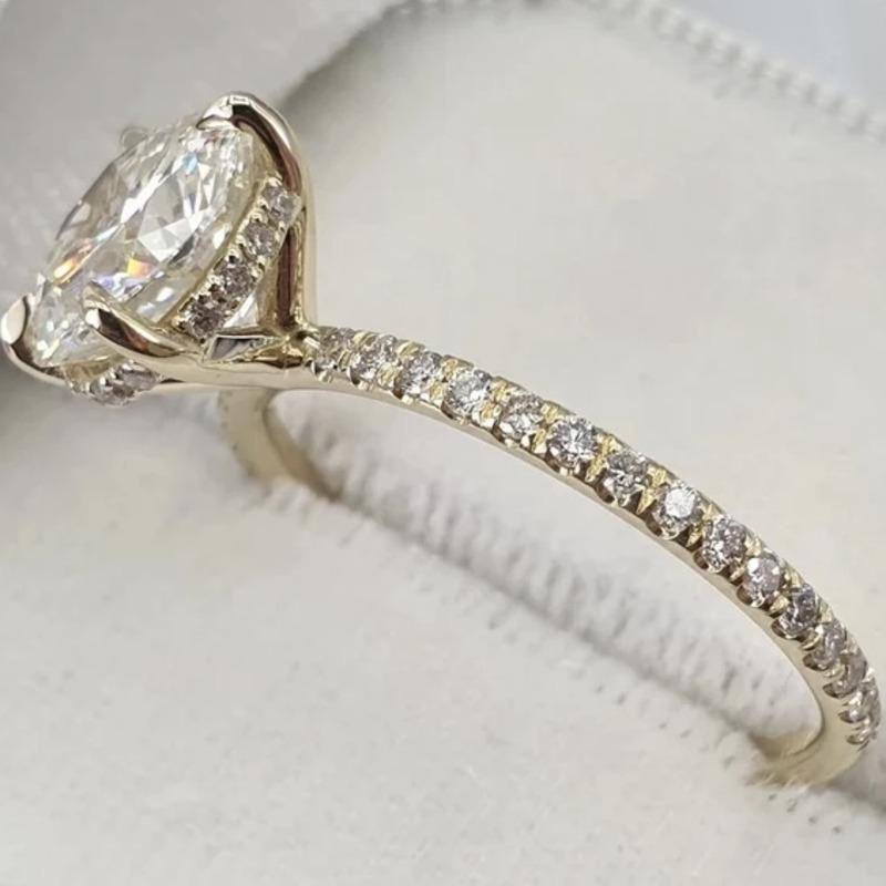Taille ronde Real Natural 2 Carat Ct GIA Round Diamond Solitaire Engagement Ring 14k Gold 1 en vente