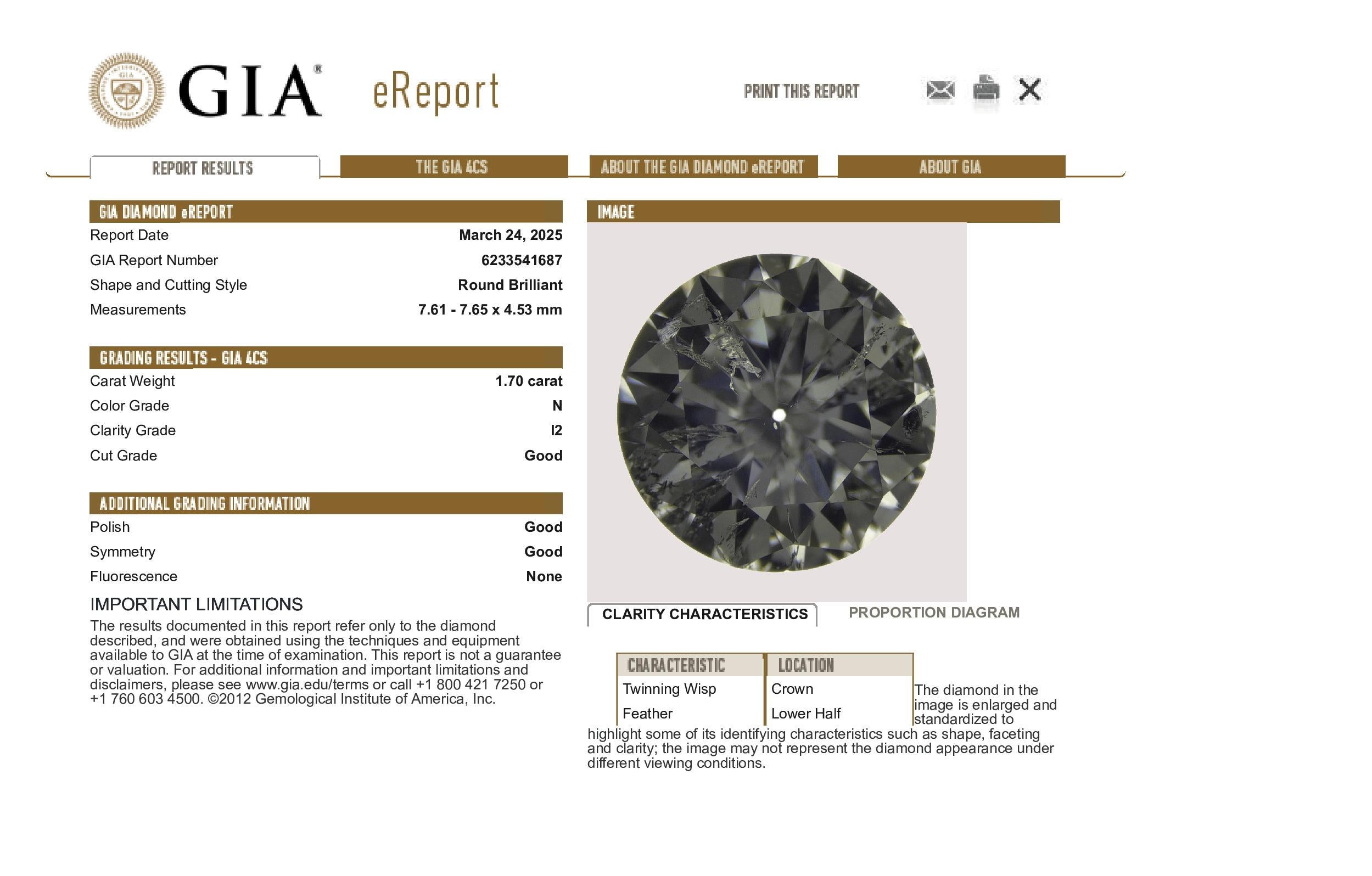 Real Natural 2 Carat Ct GIA Round Diamond Solitaire Engagement Ring 14k Gold 1 Neuf - En vente à New York, NY