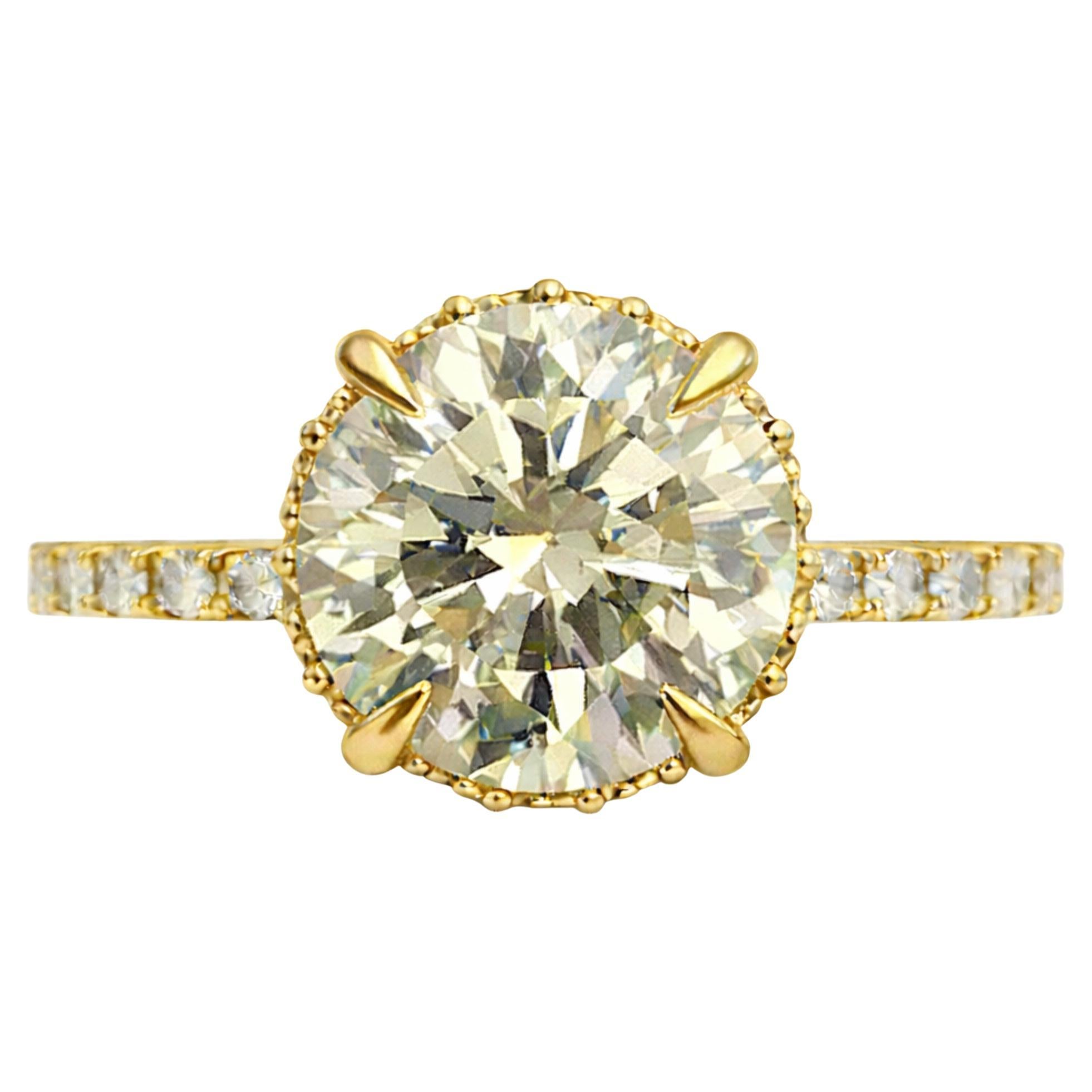 Anello di fidanzamento con diamante solitario rotondo Nature da 2 carati GIA in oro 14k 1 in vendita