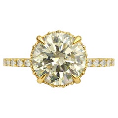 Real Anillo de compromiso de diamante solitario redondo natural de 2 quilates Ct GIA Oro de 14k 1