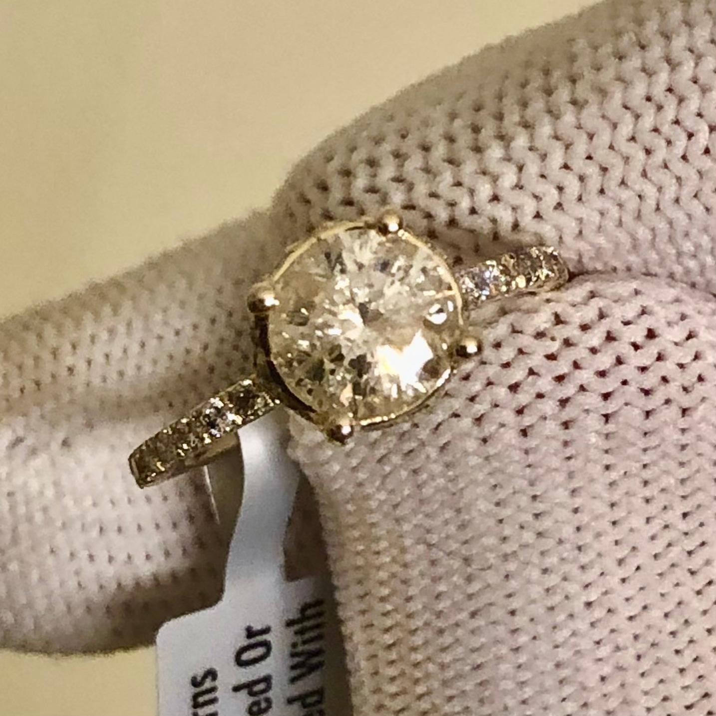 Real Natural 2 Carat Ct Round Solitaire Diamond Engagement Ring 14k Yellow Gold In New Condition For Sale In New York, NY