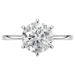 Real Natural 2 Carat Diamond Solitaire Brilliant Round Engagement Ring 14k Gold