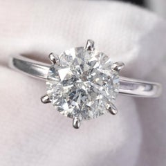 Real Natural Certified 2 Carat Diamond Round Solitaire Engagement Ring 14k Gold (Bague de fiançailles solitaire à diamant rond certifié naturel)