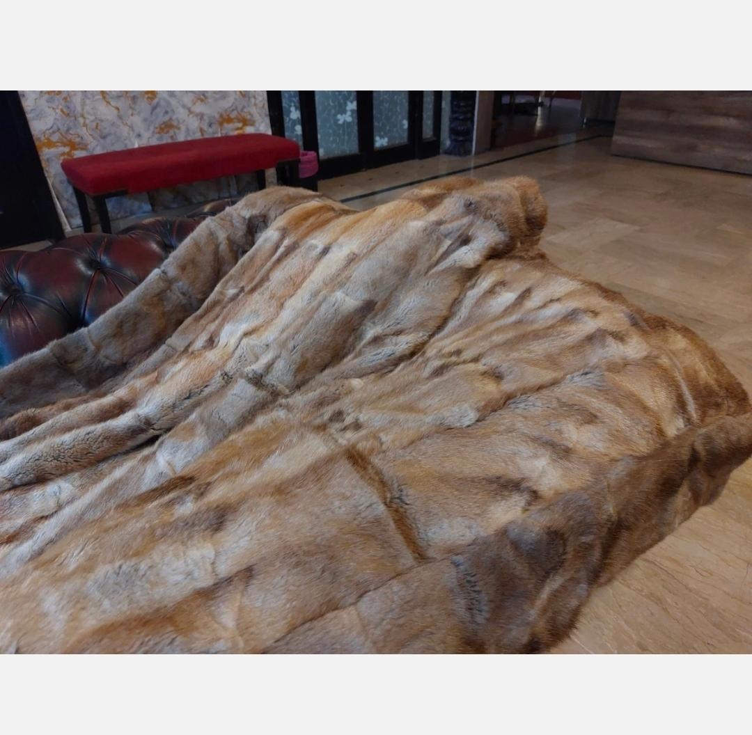 Manta King Size de auténtica piel de visón natural Adirondack en venta