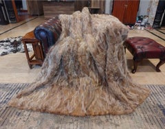 Real Natural Raccon Fur Blanket King Size