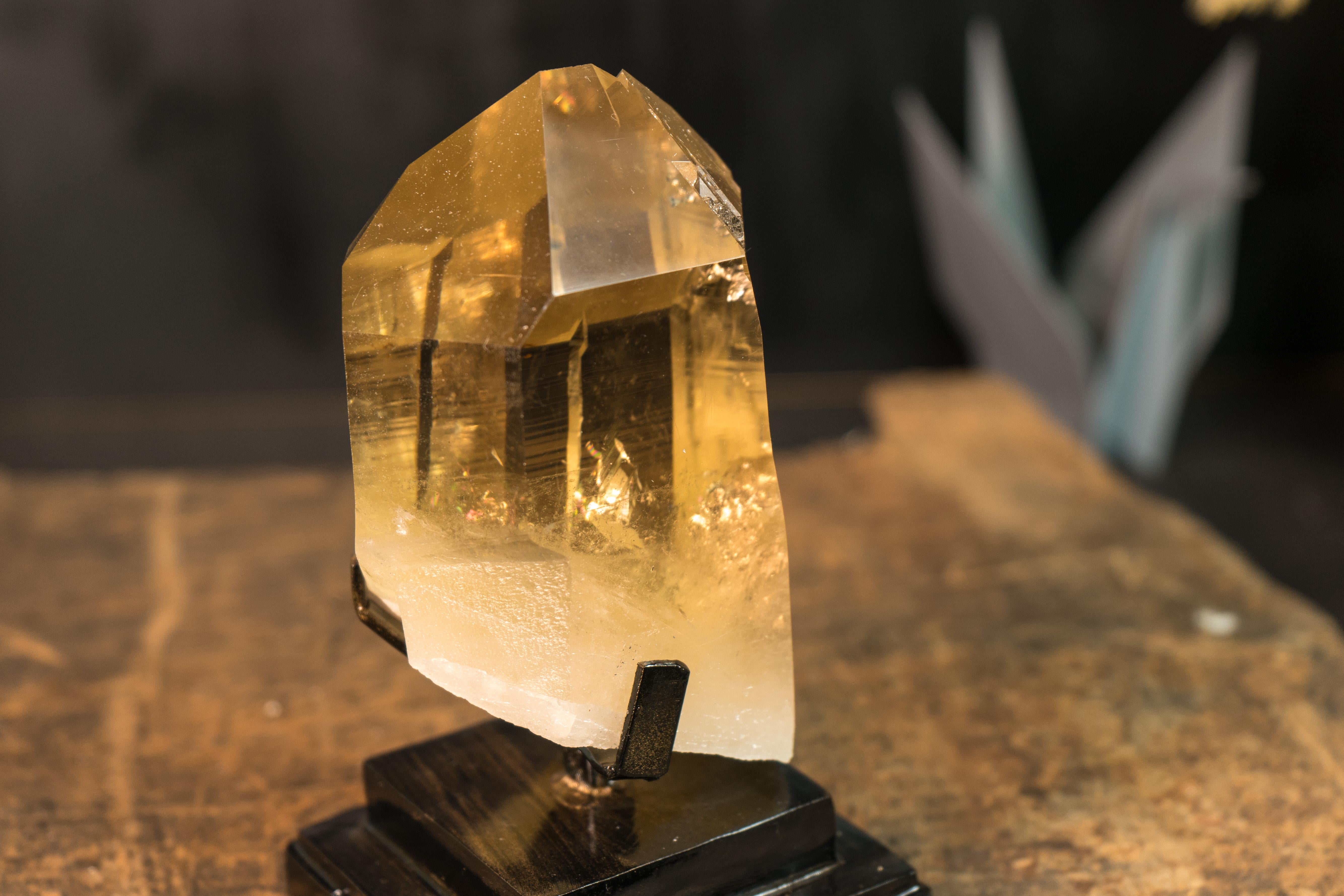 Real Natural Raw Lemurian Citrine, Light-Yellow Citrine on Feldspar Matrix 8