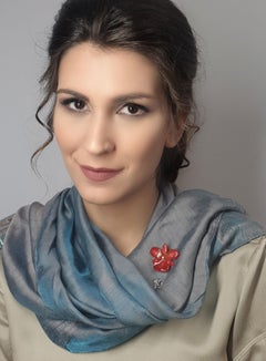 Real Orchid Stick Pin with Diamond in 18-Karat White Gold