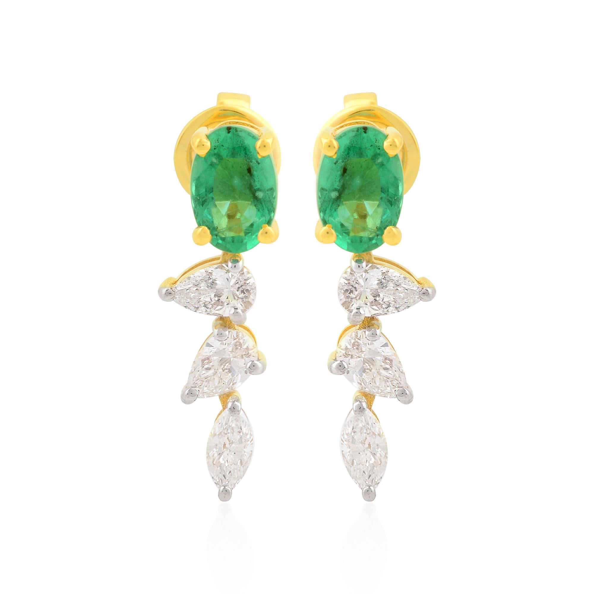 Item Code :- SEE-1754
Gross Wt :- 2.17 gm
14k Yellow Gold Wt :- 1.83 gm
Diamond Wt :- 0.73 carat  ( AVERAGE DIAMOND CLARITY SI1-SI2 & COLOR H-I )
Emerald Wt :- 0.96 carat
Earrings Length :- 17 mm approx.
✦ Sizing
.....................
We can adjust