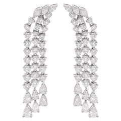 14Karat White Gold Certified Pear Round 
Marquise Diamond Drop Earrings