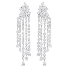 Real Pear Round 
Marquise Diamond Dangle Earrings 14 Karat White Gold Jewelry