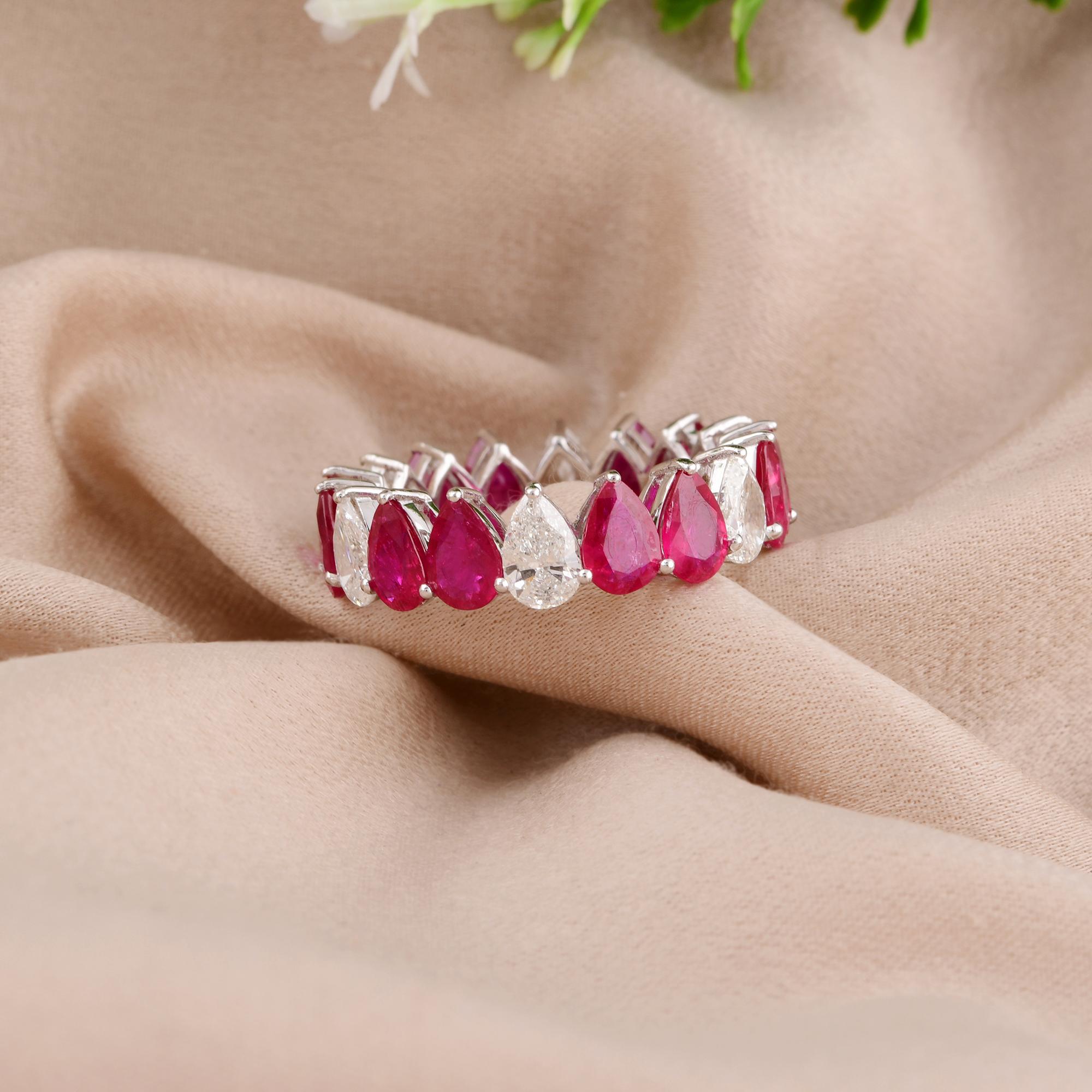 in vendita:  Anello con fascia nuziale in rubino perlato SI Clarity HI Color Diamond Oro bianco 14 carati 3
