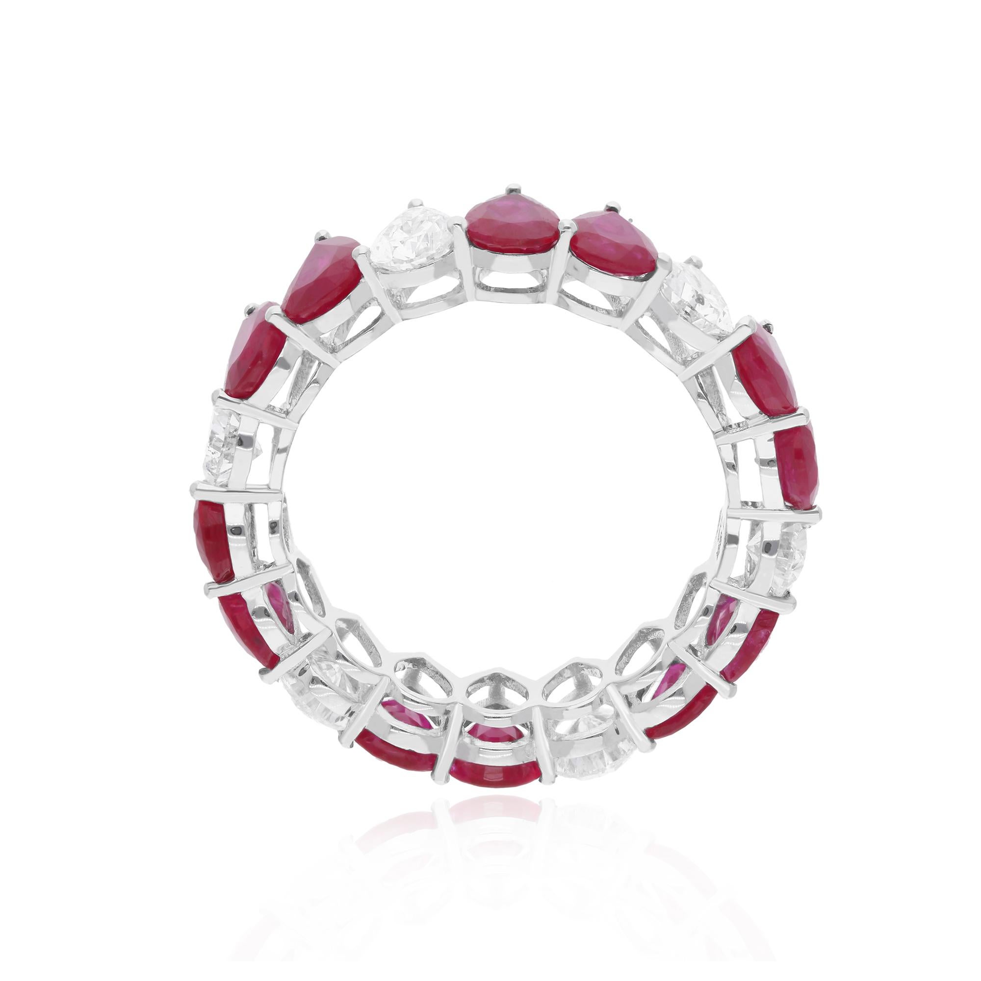 in vendita:  Anello con fascia nuziale in rubino perlato SI Clarity HI Color Diamond Oro bianco 14 carati 5