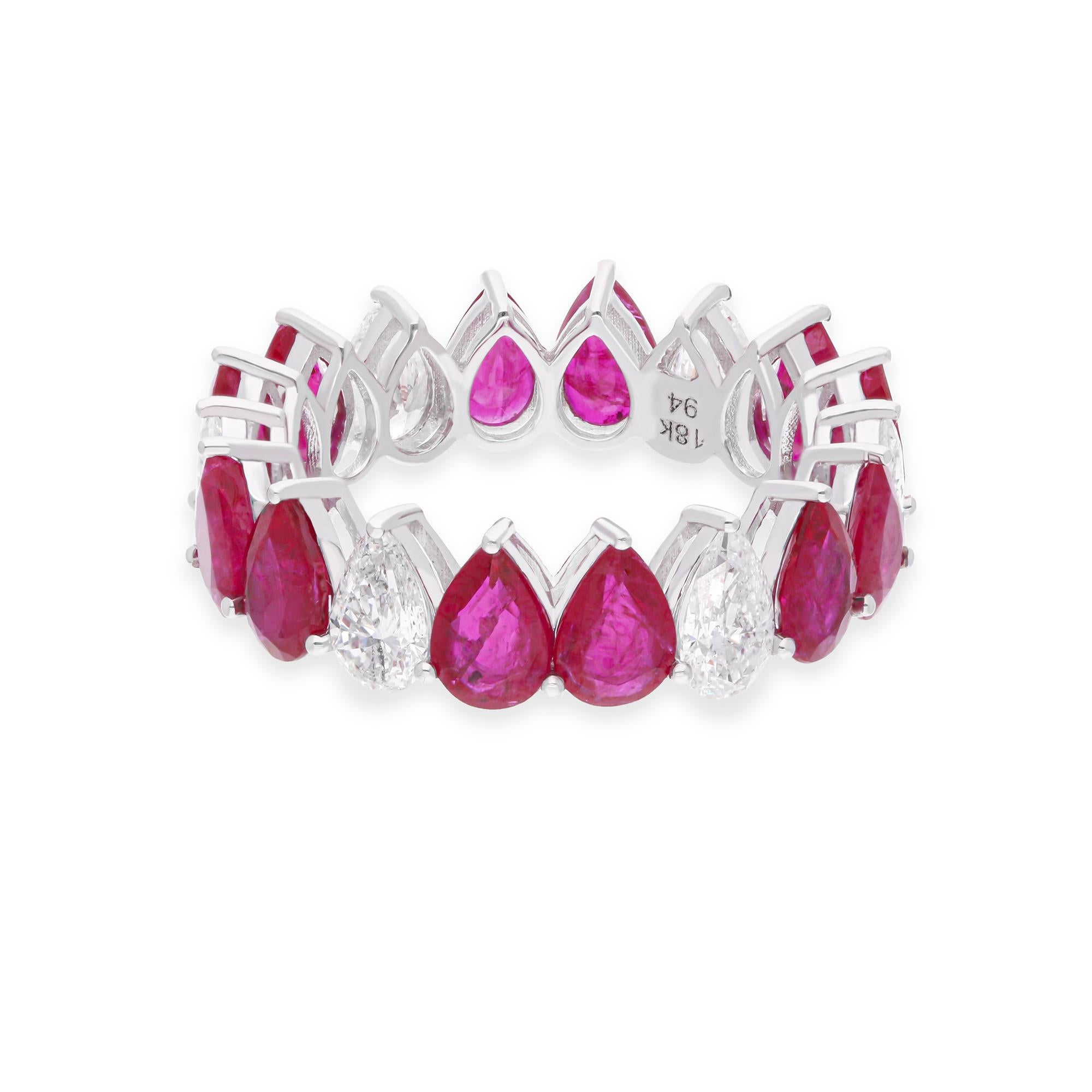 in vendita:  Anello con fascia nuziale in rubino perlato SI Clarity HI Color Diamond Oro bianco 14 carati 6