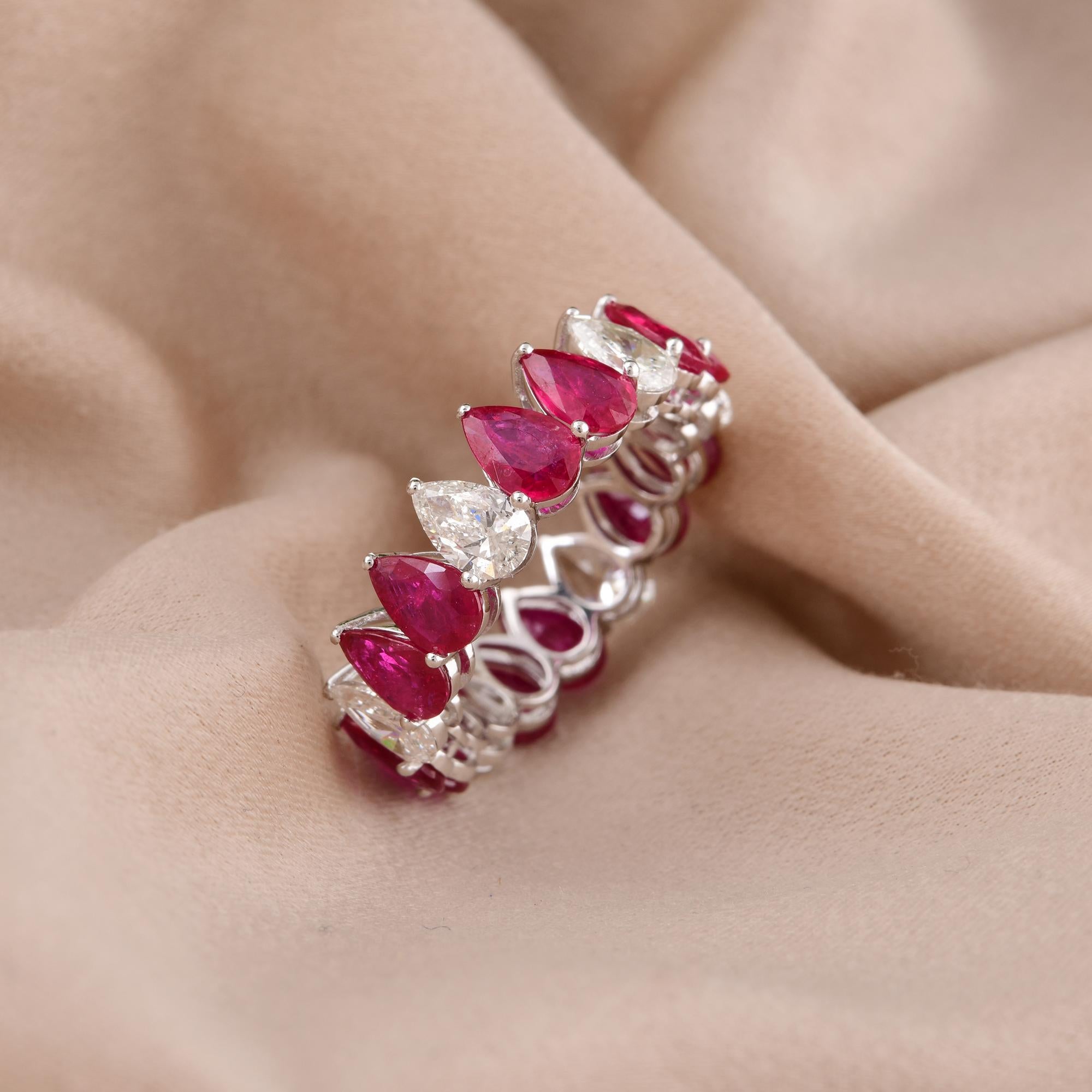 in vendita:  Anello con fascia nuziale in rubino perlato SI Clarity HI Color Diamond Oro bianco 18 carati 5