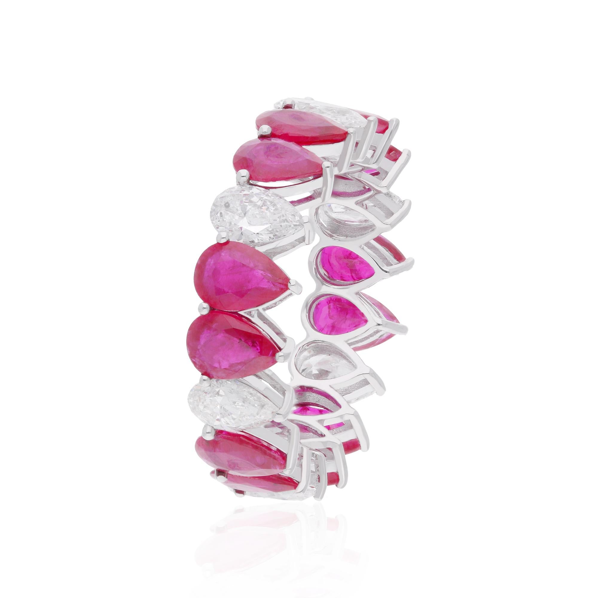 in vendita:  Anello con fascia nuziale in rubino perlato SI Clarity HI Color Diamond Oro bianco 18 carati 9