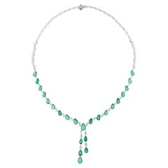 Real Pear Zambian Esmeralda Piedra Preciosa Collar Diamante 18 Kilates Oro Blanco Joyería
