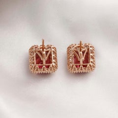 Boucles d'oreilles Tourmaline rose véritable Boucles d'oreilles Diamant SI/H Bijoux en or rose 18 carats