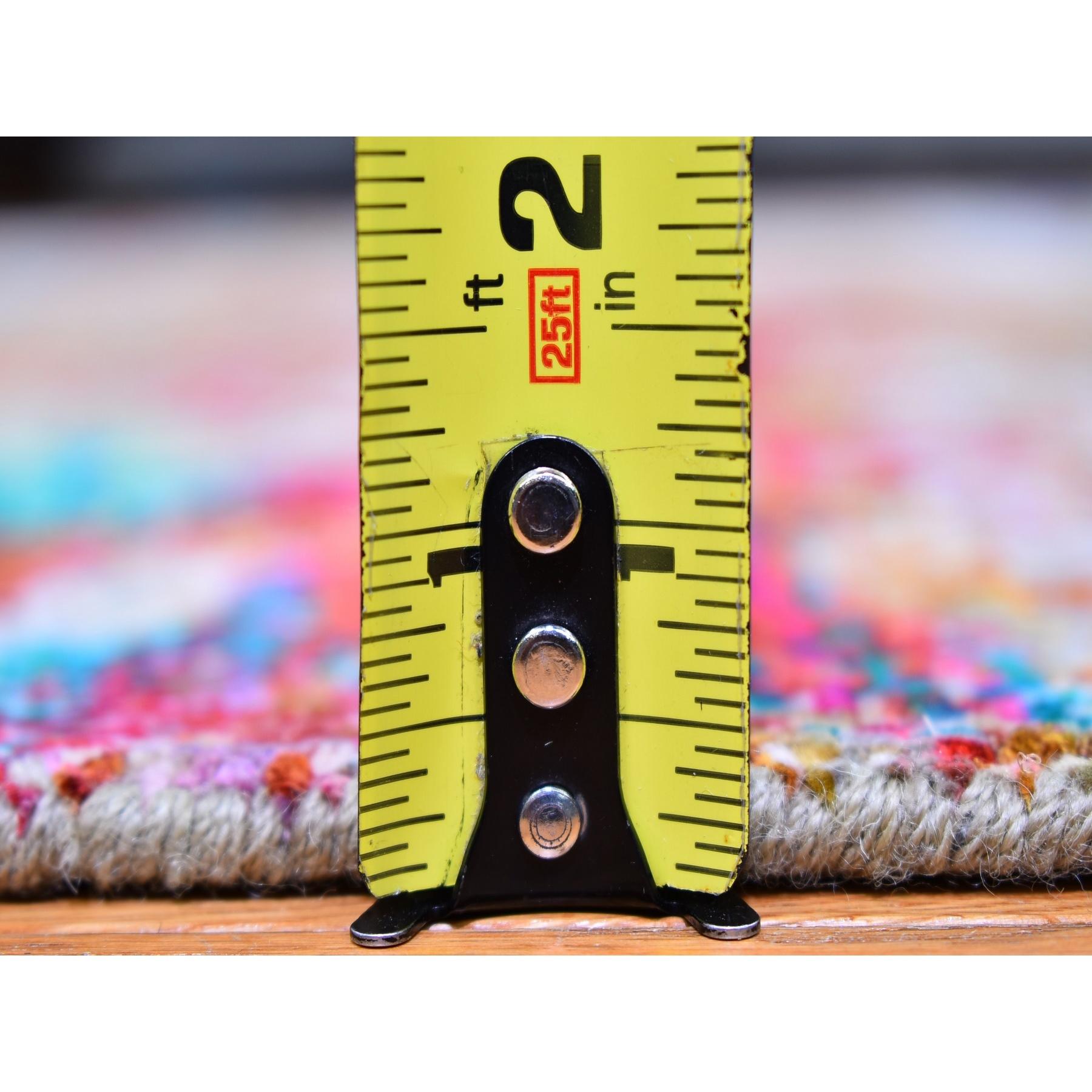 Tappeto orientale annodato a mano in vera pura seta con design astratto 9'0