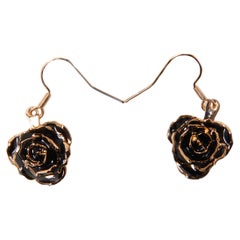 Real Rose Dipped in 24k Gold Eternal Earrings | Midnight Promise