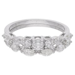 Real Round & Marquise Diamond Two Ring Set 18 Karat White Gold Handmade Jewelry