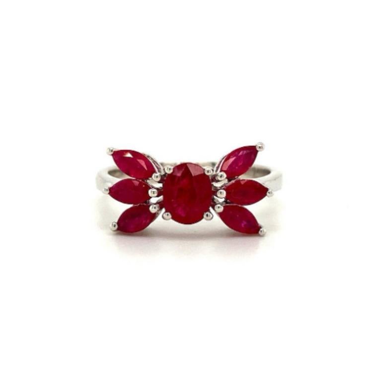 For Sale:  Real Ruby Gemstone .925 Sterling Silver Wedding Ring for Women 2