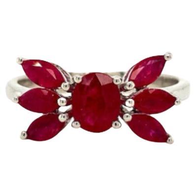 Real Ruby Gemstone .925 Sterling Silver Wedding Ring for Women
