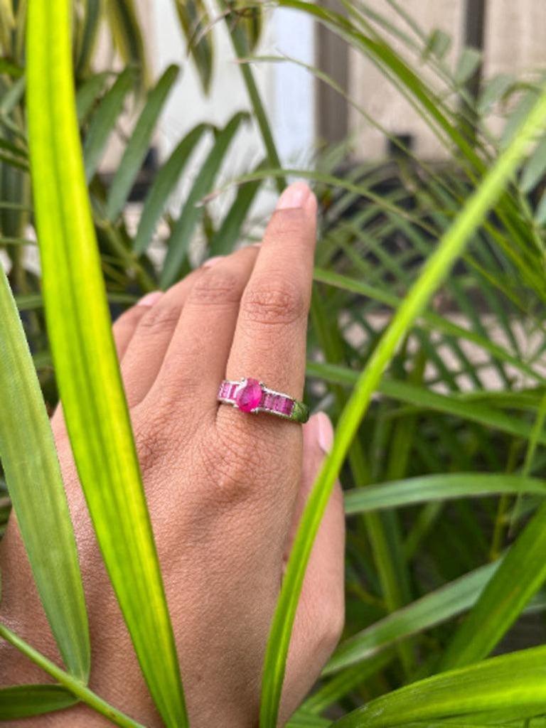 For Sale:  Real Ruby Gemstone Everyday Ring Gift for Mom in 925 Sterling Silver Jewelry 10