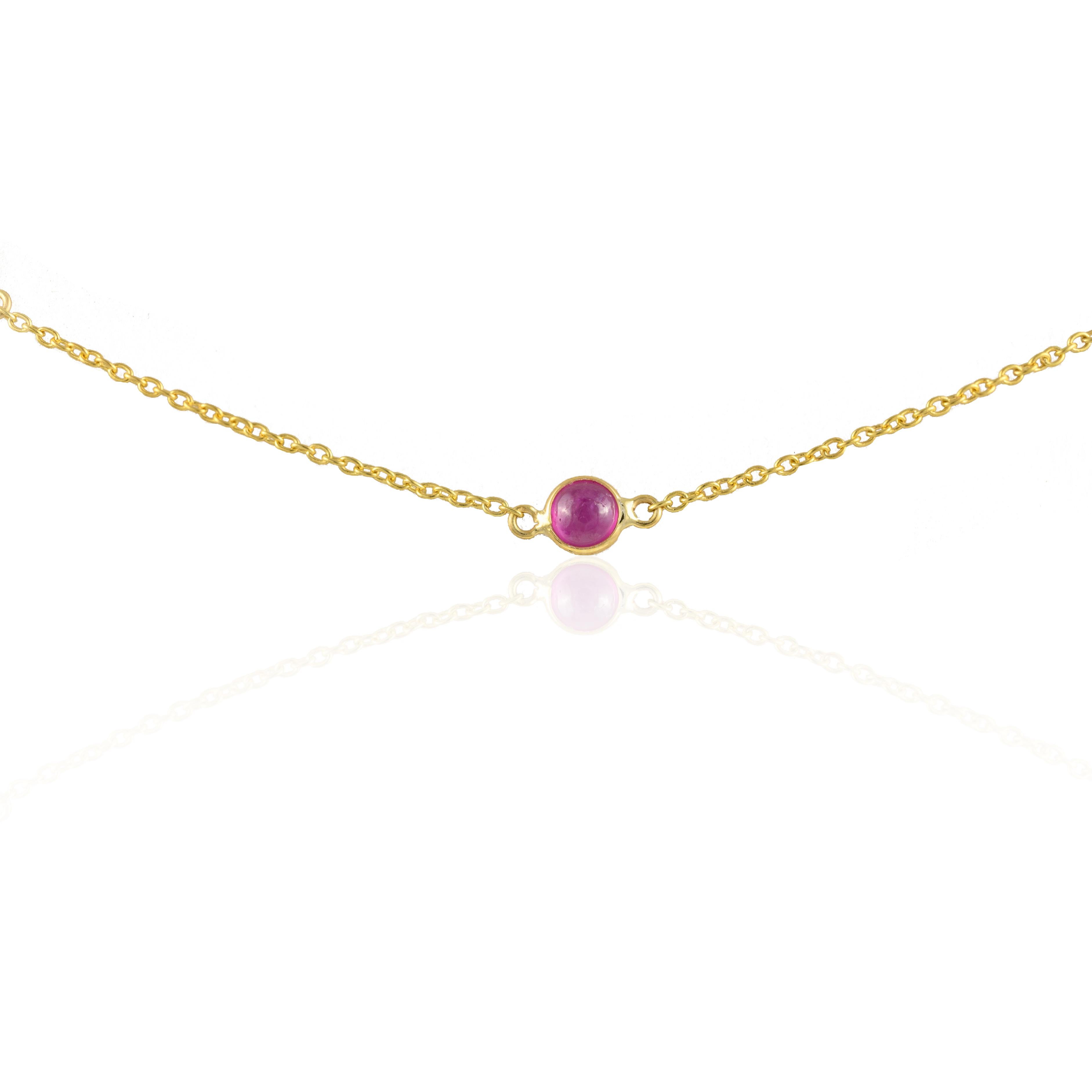 Real Ruby Station Chain Necklace 14k Solid Yellow Gold, Christmas Gift For Her 3