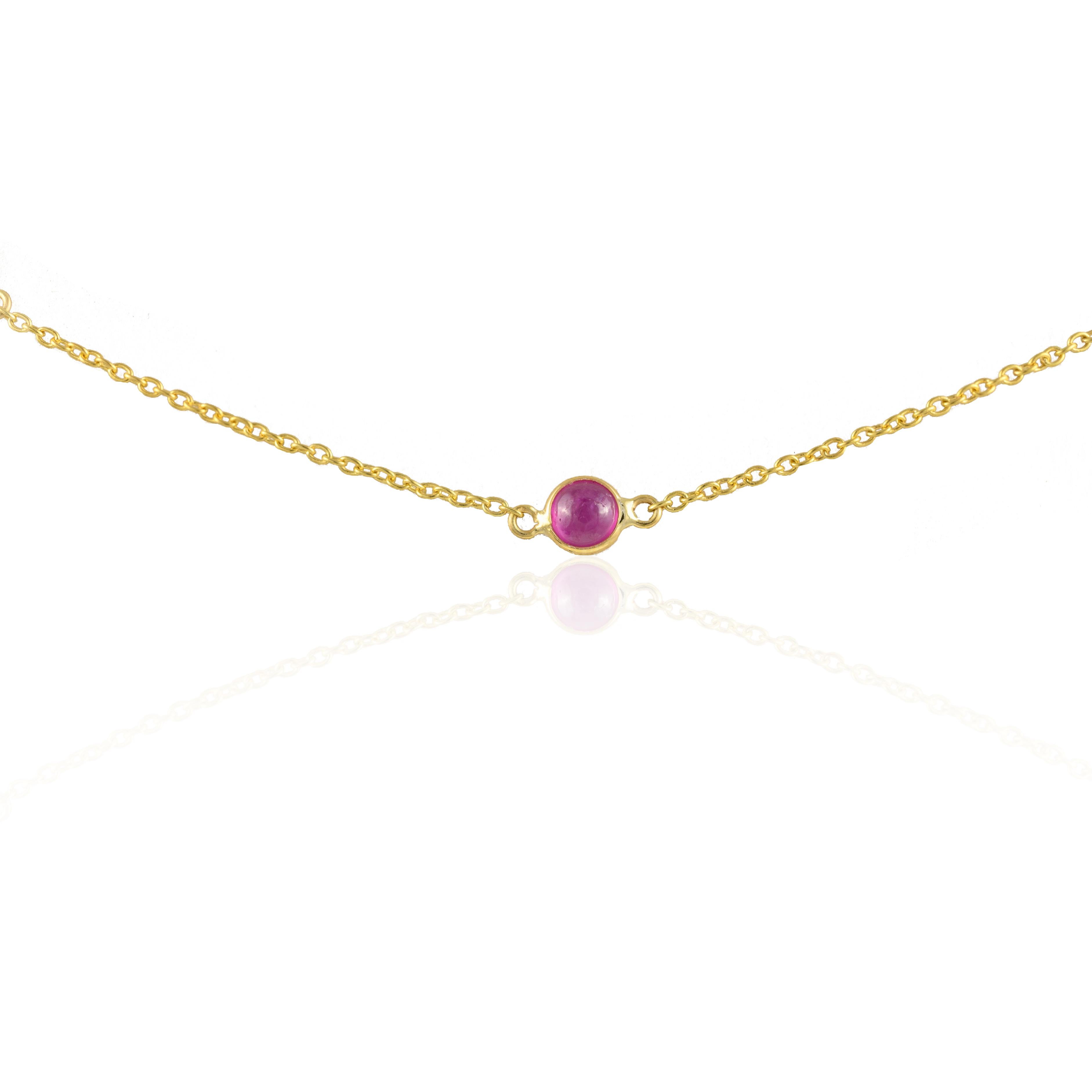 Real Rubin Station Kette Halskette 14k massives Gelbgold, Geschenk für sie im Angebot 3