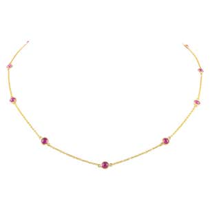 Real Ruby Station Chain Necklace 14k Solid Yellow Gold, Gift for Her ...
