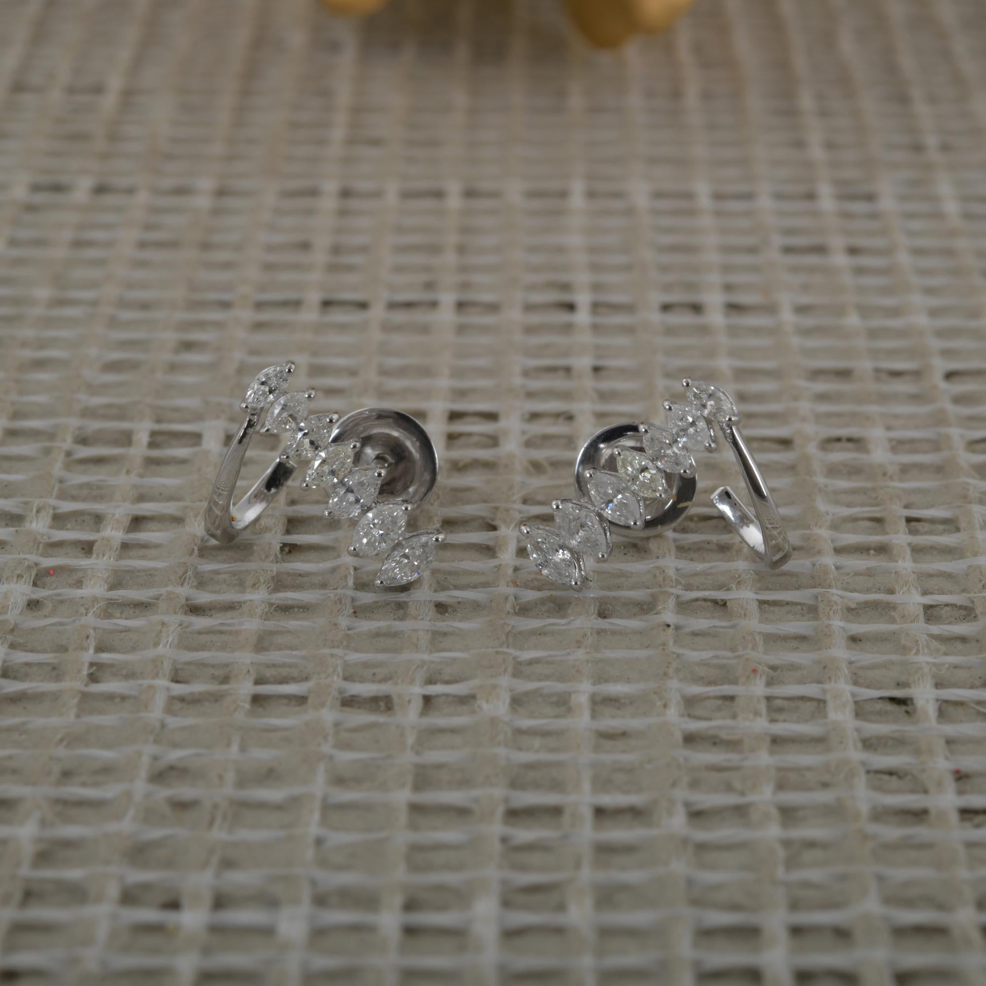 Echte SI Reinheit HI Farbe Marquise Diamant Ohrringe 14 Karat Weißgold 0,82 Ct. (Moderne) im Angebot