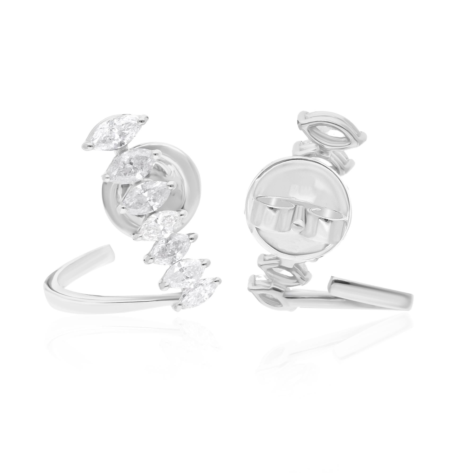 Echte SI Reinheit HI Farbe Marquise Diamant Ohrringe 14 Karat Weißgold 0,82 Ct. Damen im Angebot