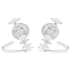 Echte SI Reinheit HI Farbe Marquise Diamant Ohrringe 18 Karat Weißgold 0,82 Ct.