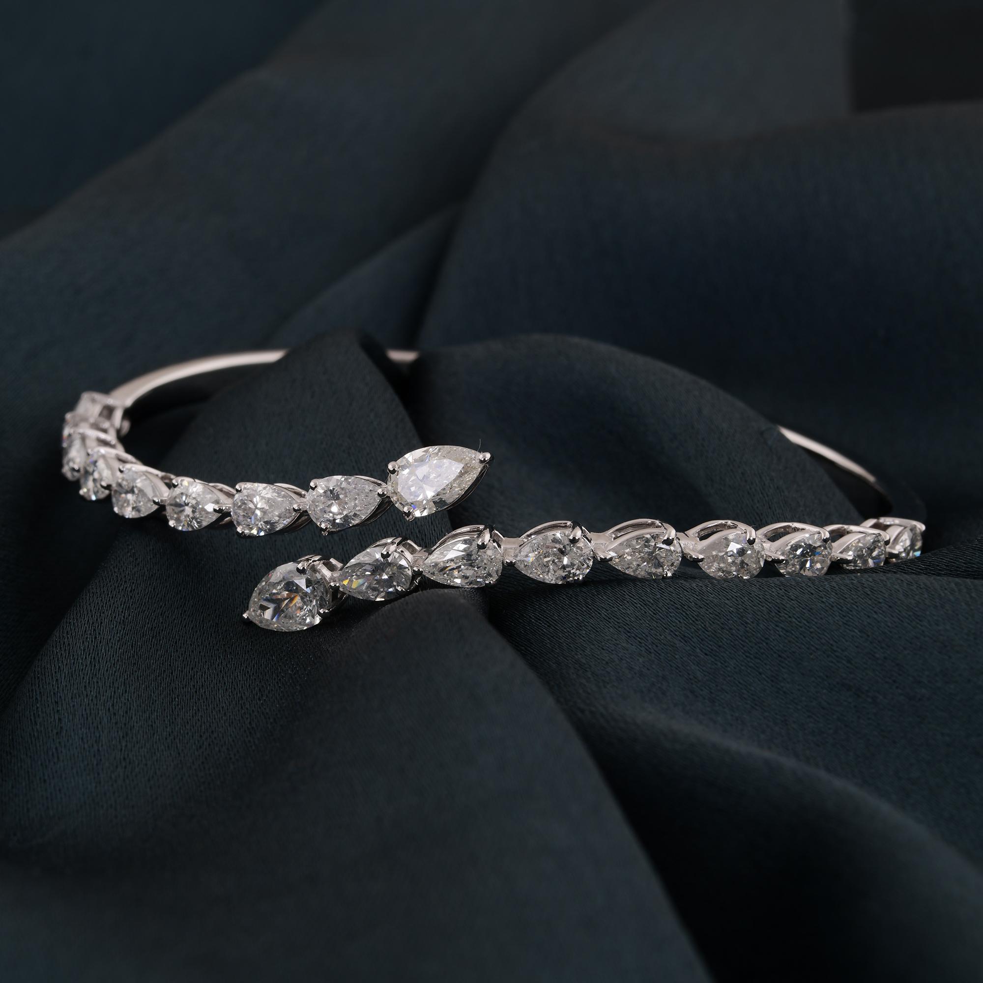 Taglio a goccia Bracciale con diamanti a pera di colore HI e purezza SI reale in oro bianco 18 carati in vendita