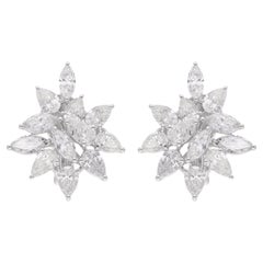 Orecchini a grappolo con diamanti reali SI/H Pear Marquise Gioielli in oro bianco 18k 6,04 Ct.