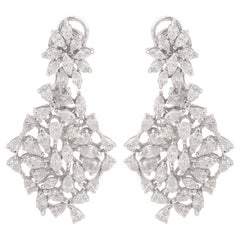 Pendientes de racimo de diamantes marquesa pera SI/HI auténticos Oro blanco de 18 quilates 4,60 ct.