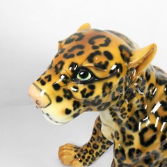 Sculpture en céramique Jaguar de taille réelle par Cerámica de Cuernavaca