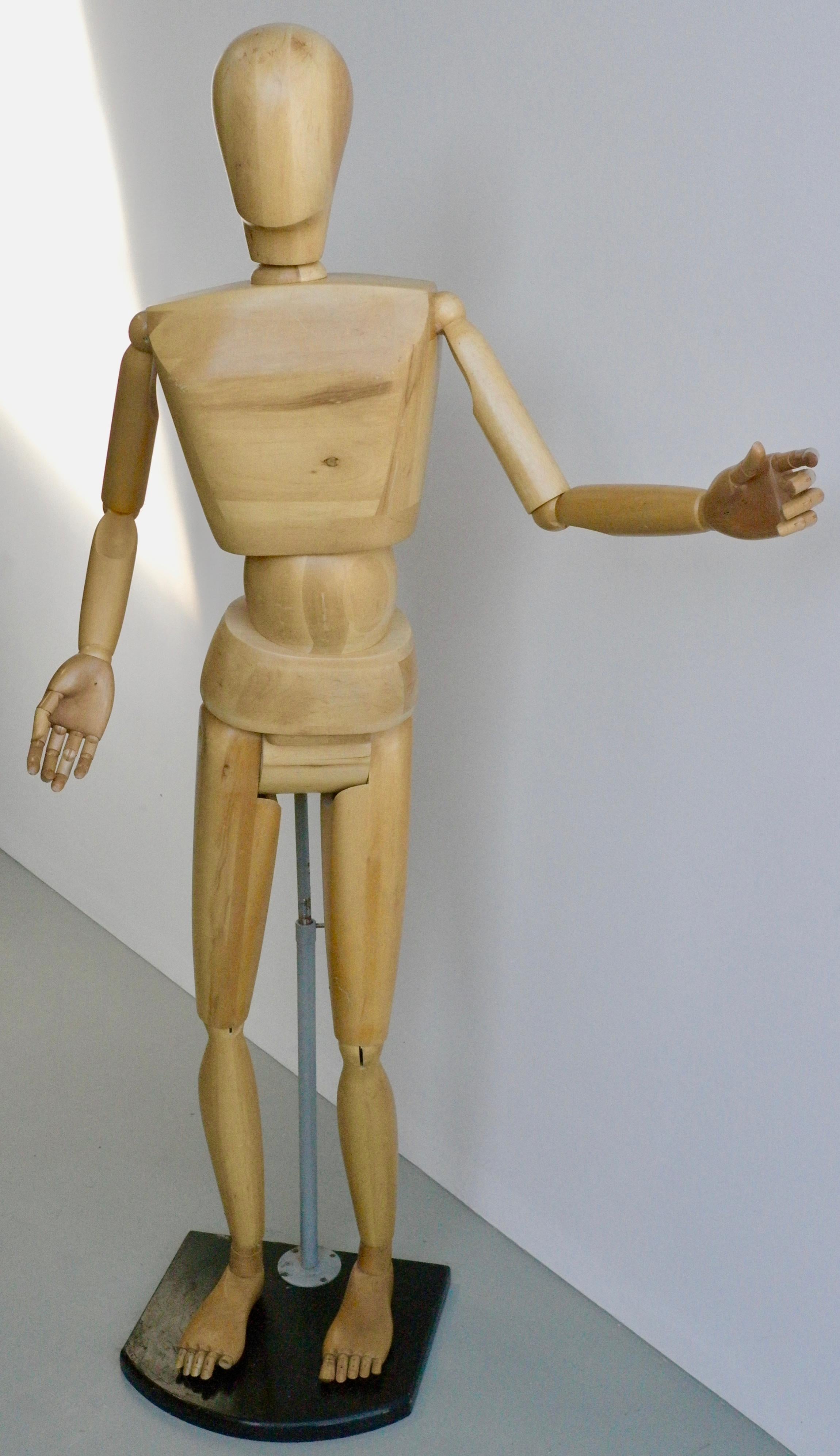 Real size wooden portraiture mannequin figurine, 1970s.