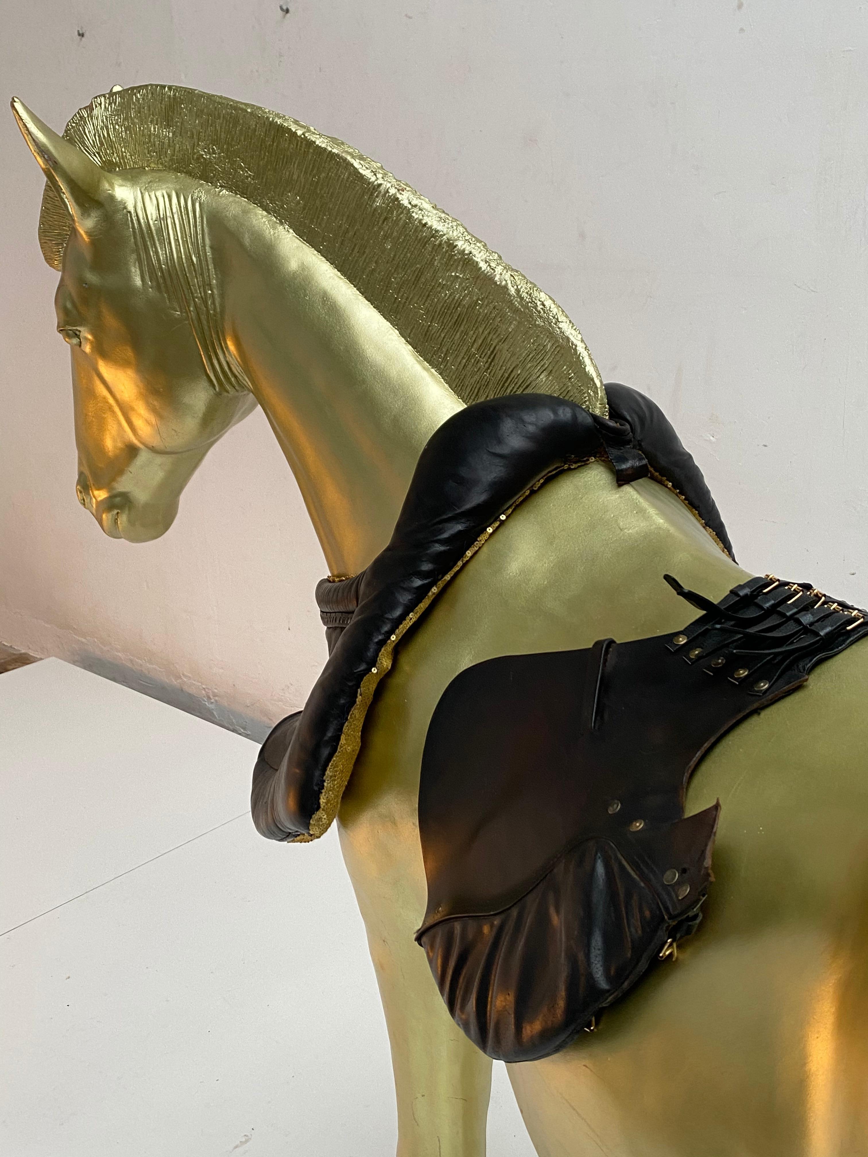 Real Sized Golden Horse by Lingerie Designer Marlies Dekkers, the Netherlands 2