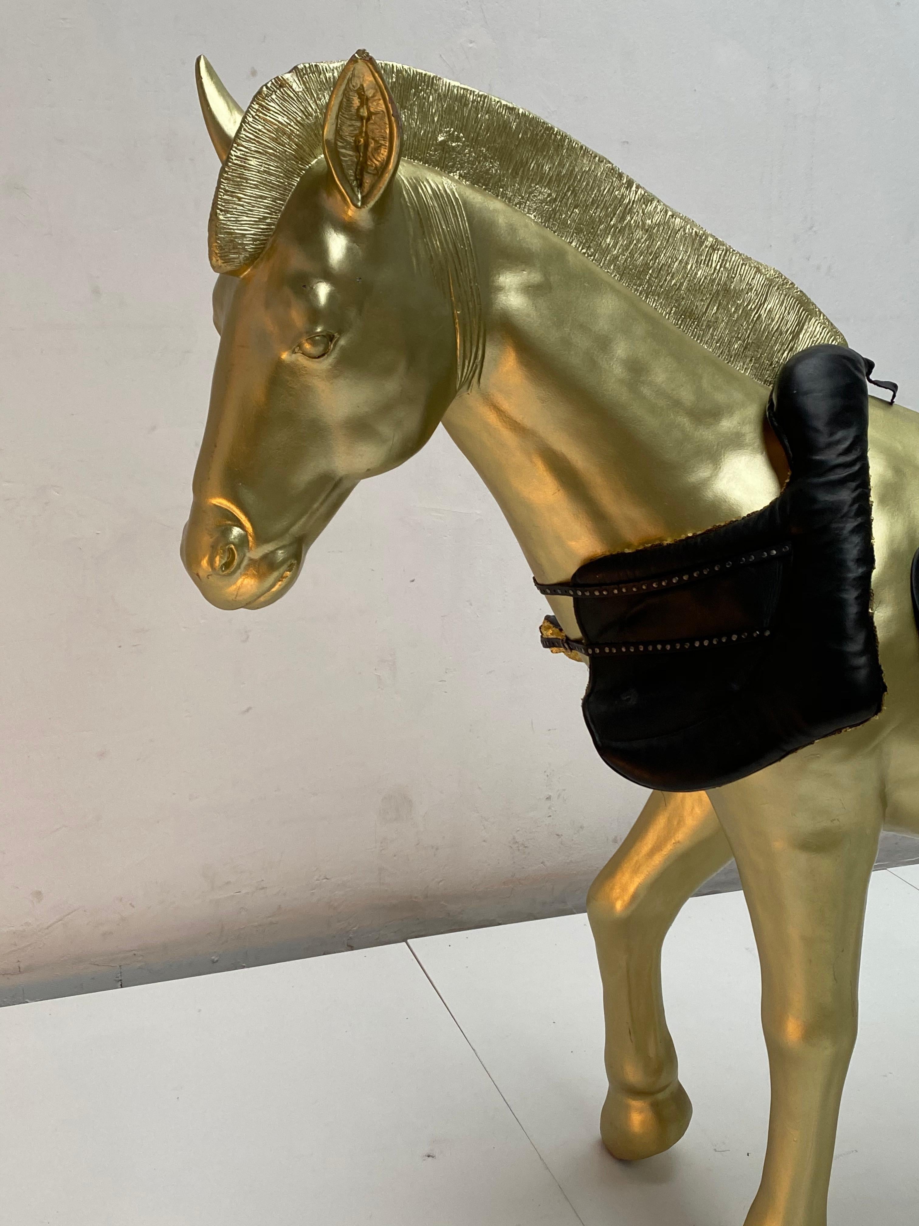 Leather Real Sized Golden Horse by Lingerie Designer Marlies Dekkers, the Netherlands