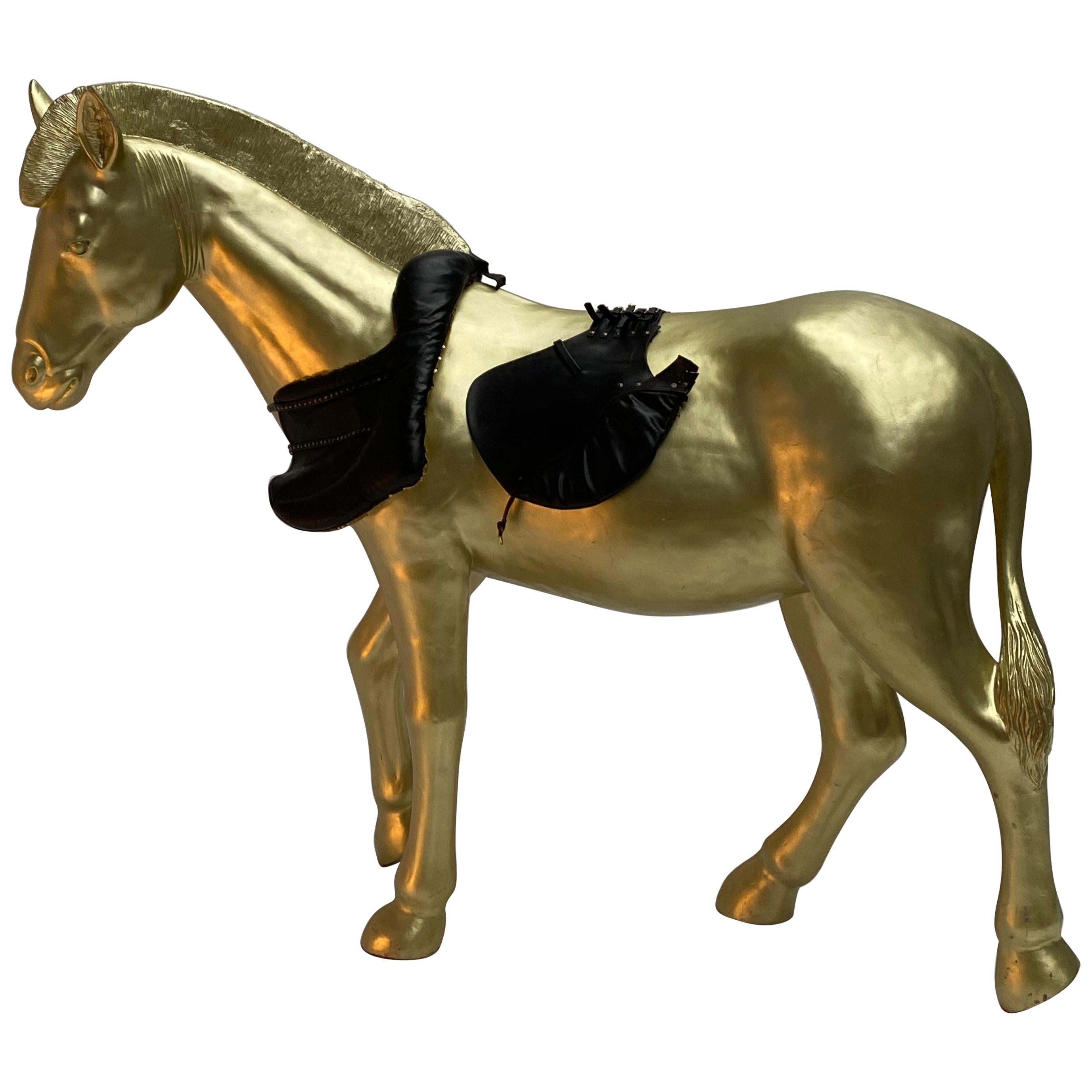 Real Sized Golden Horse by Lingerie Designer Marlies Dekkers, the Netherlands