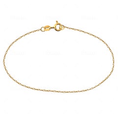 Real Solid 14k Yellow Gold Rope Bracelet Chain Diamond Cut Women Tennis Eternity