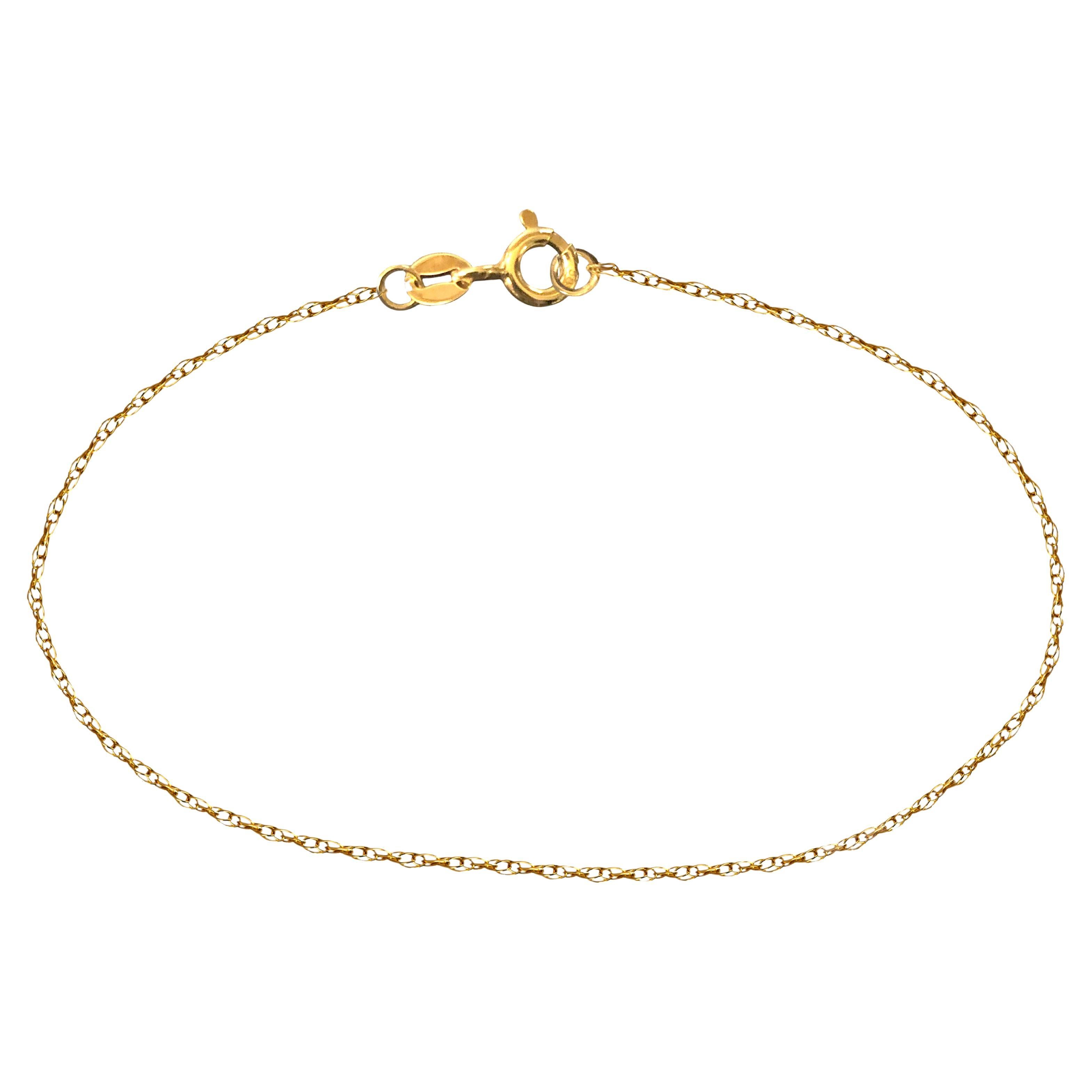 Real Solid 14k Yellow Gold Rope Bracelet Chain Diamond Cut Women Tennis Eternity For Sale