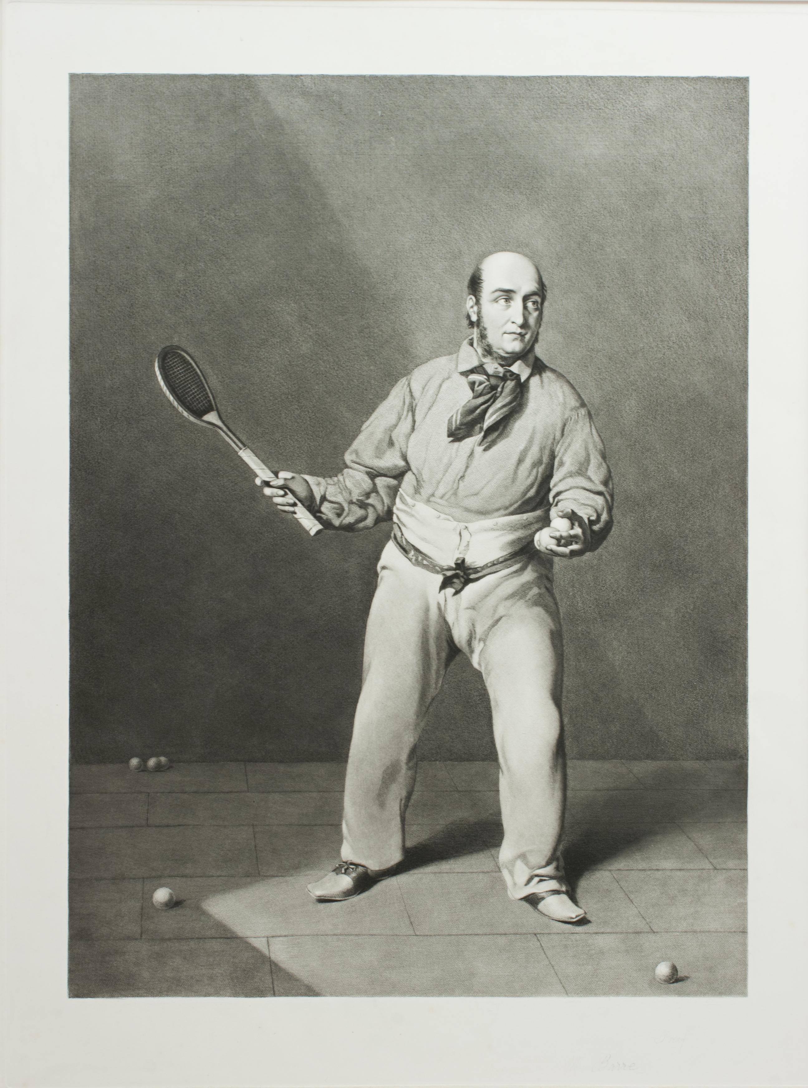 Sporting Art Real Tennis Print, Ed Barre by W. Bromley For Sale