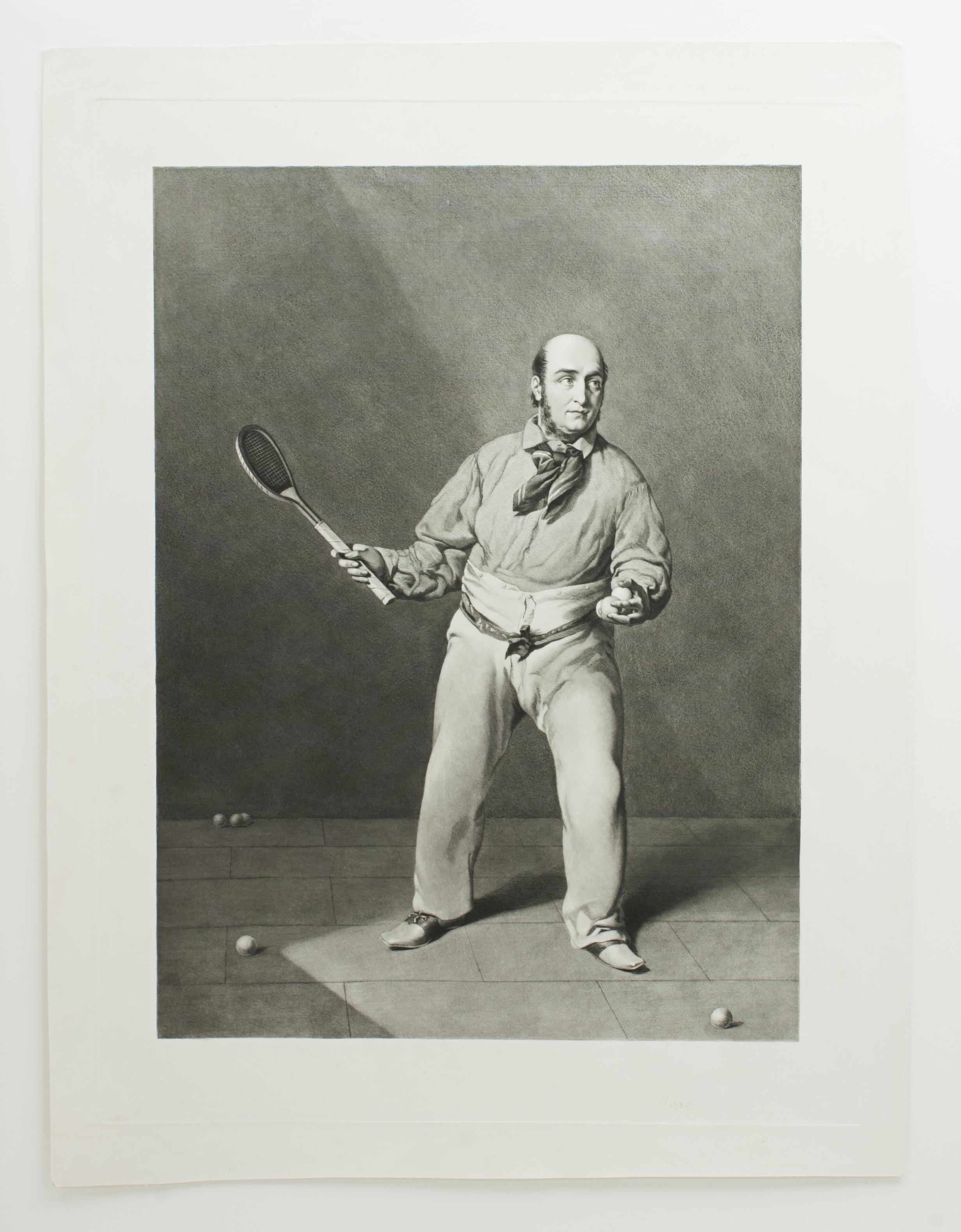 English Real Tennis Print, Ed Barre by W. Bromley For Sale