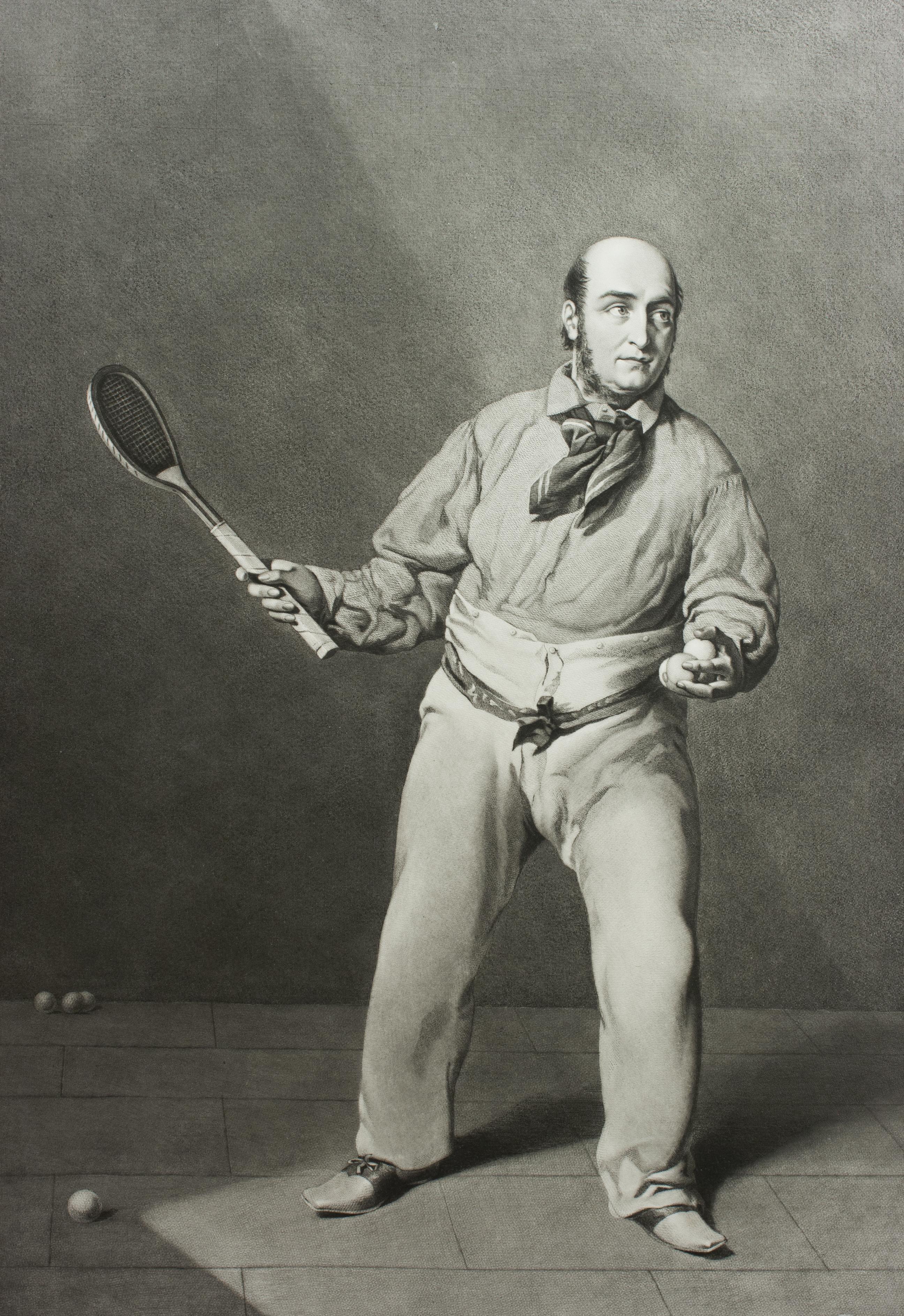 Impression réelle de tennis, Ed Barre par W. Bromley Excellent état - En vente à Oxfordshire, GB