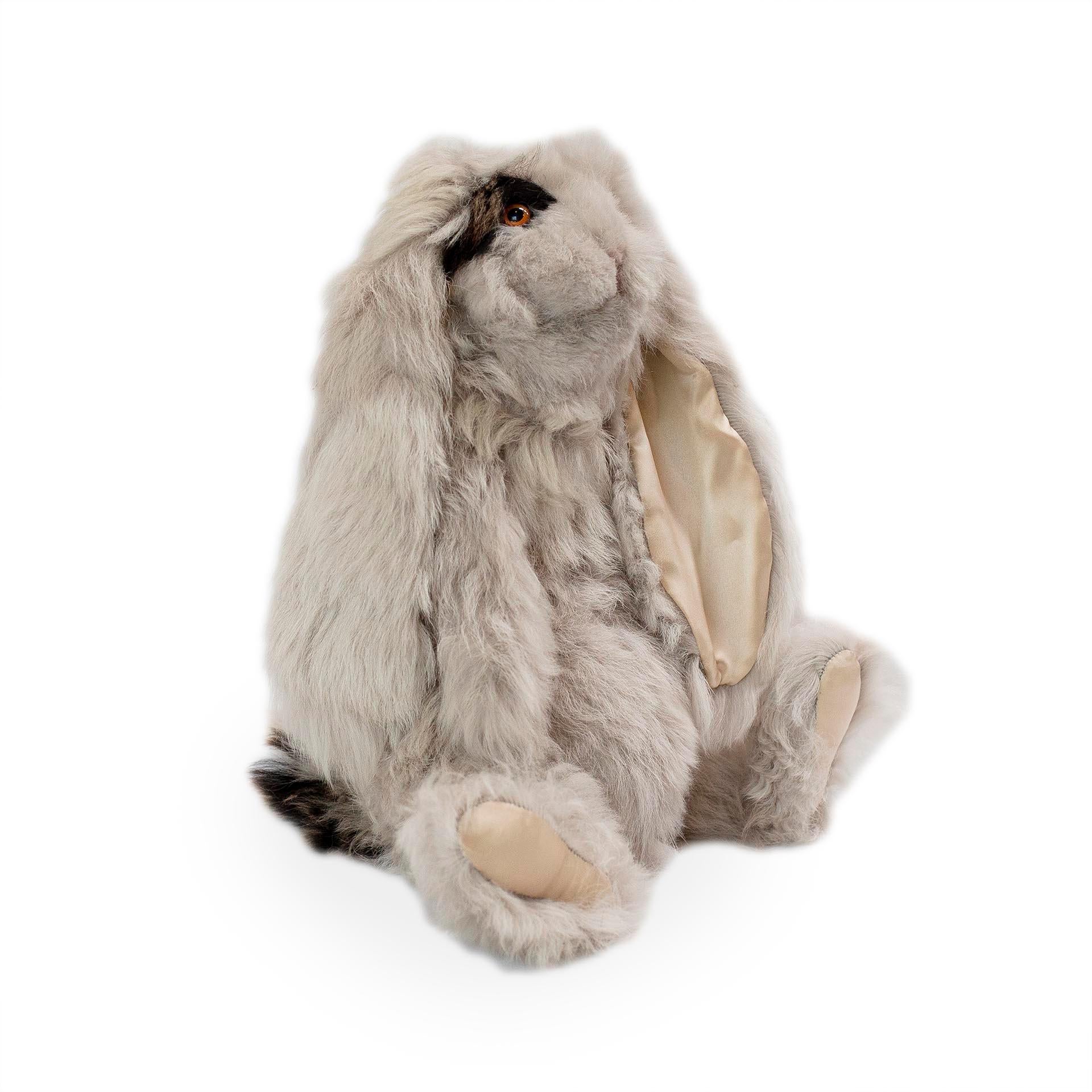 Hand-Crafted Real Toscana Sheep Black Fur Rabbit Toy For Sale